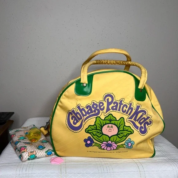 Vintage 1984 Cabbage Patch Kids Shoulder Bag Book Tote Yellow and Green - Picture 2 of 12